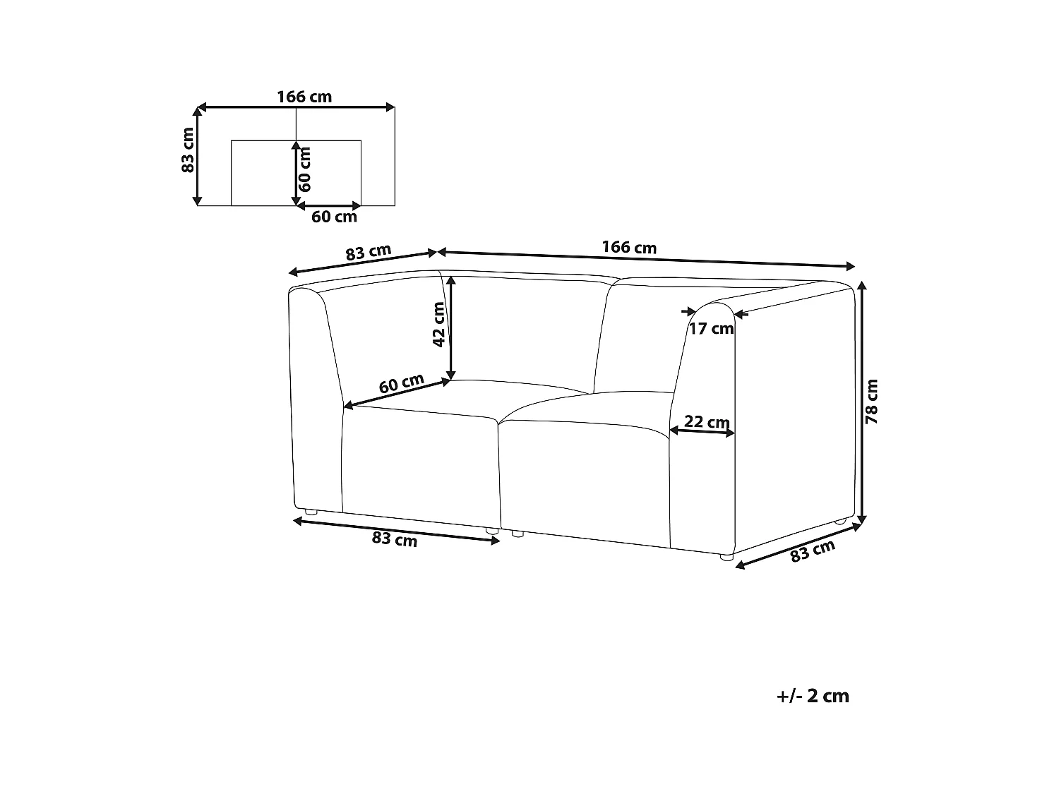 Modulsofa LEMVIG Cord Cremeweiss 2-Sitzer