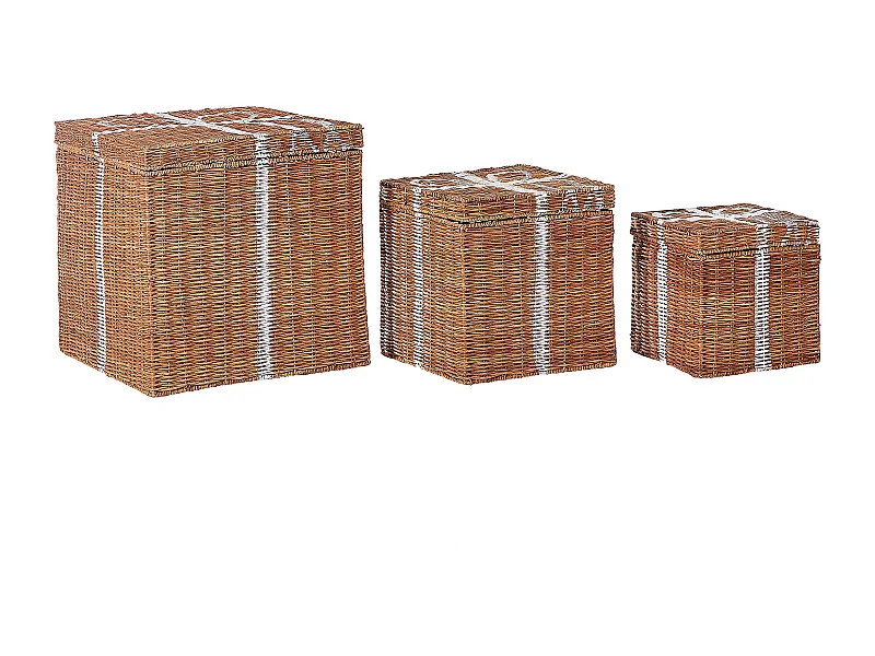 Zestaw 3 koszy Prezenty świąteczne CADEAU Rattan Naturalny