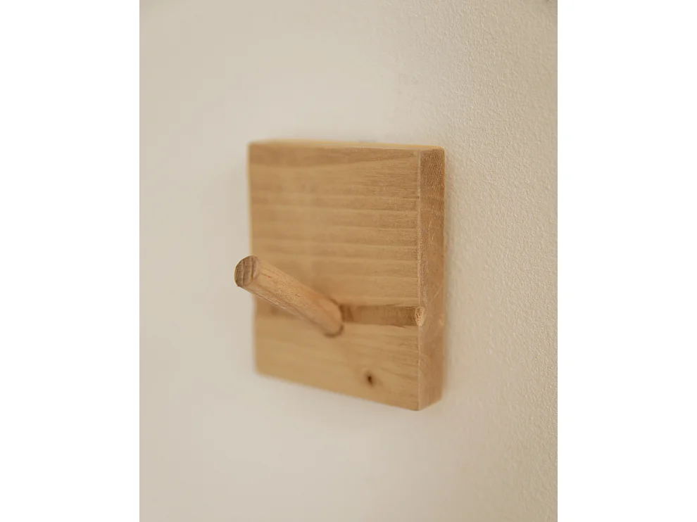 Appendiabiti da parete in legno massello in tono marrone chiaro. 6x8cm - KATE - DECOWOOD