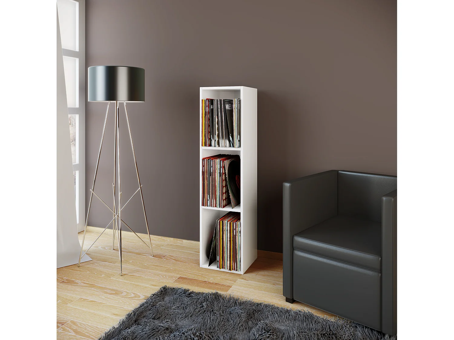 Wood Records LP Shelf Platto 3x