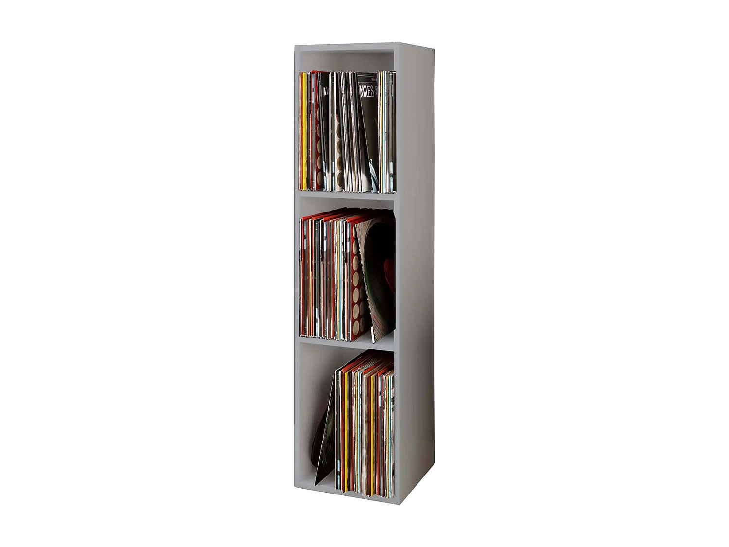 VCM Wood Records Shelf | Stand Shelf com 3 compartimentos para 100 Registros | Dimensões: A. 107 x L. 34 x P. 30 cm - Platto (Cinza)