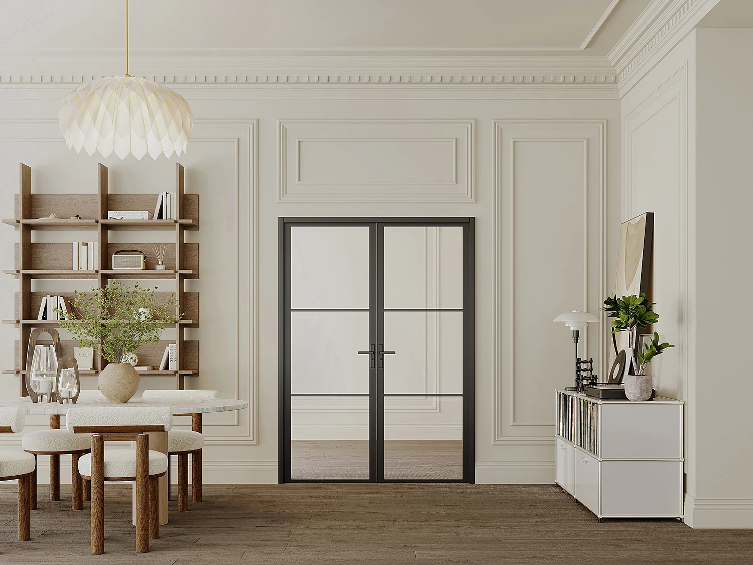 Omkeerbare dubbele deur van aluminium en gehard glas - 2 x H204 x B83 cm - Zwart - MASERU