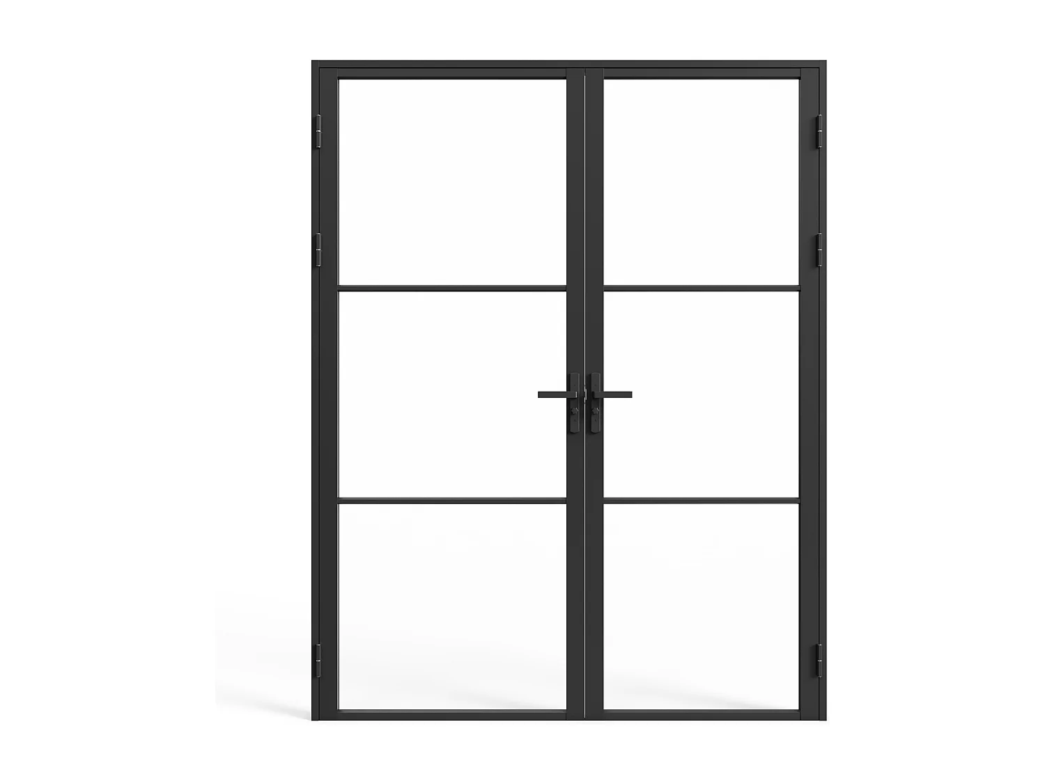 Bloc porte réversible à deux battants en aluminium et verre trempé - 2 x H204  x L83 cm - Noir - MASERU