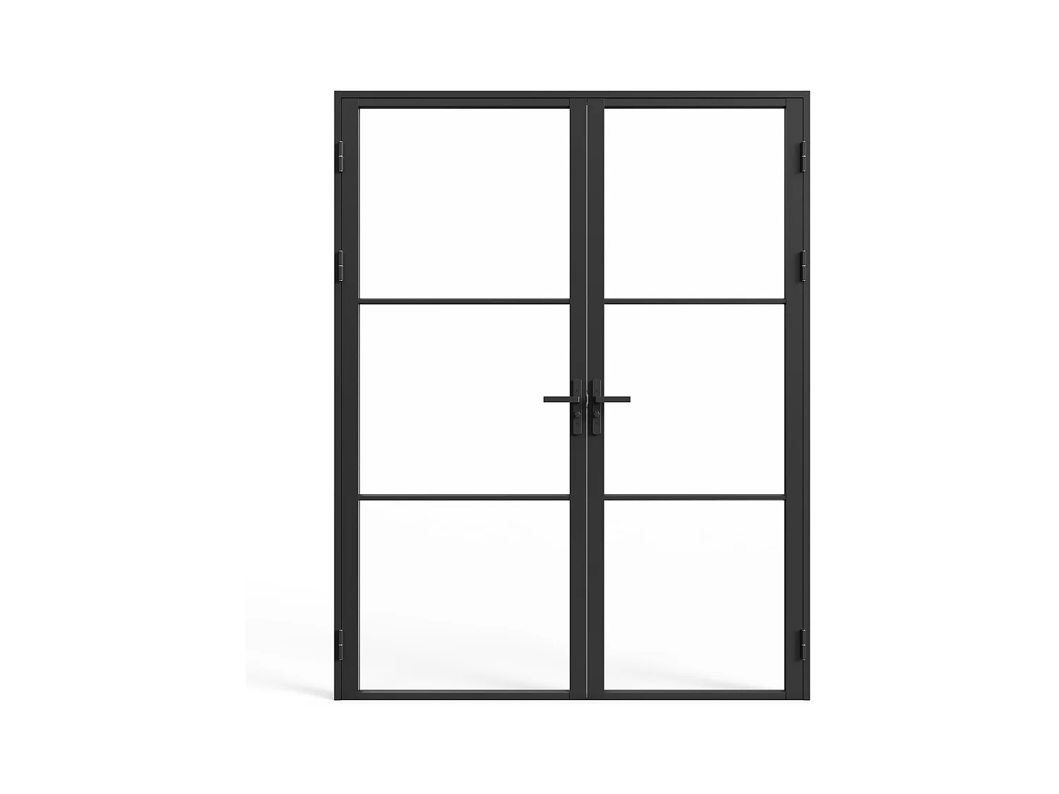 Bloc porte réversible à deux battants en aluminium et verre trempé - 2 x H204  x L93 cm - Noir - MASERU