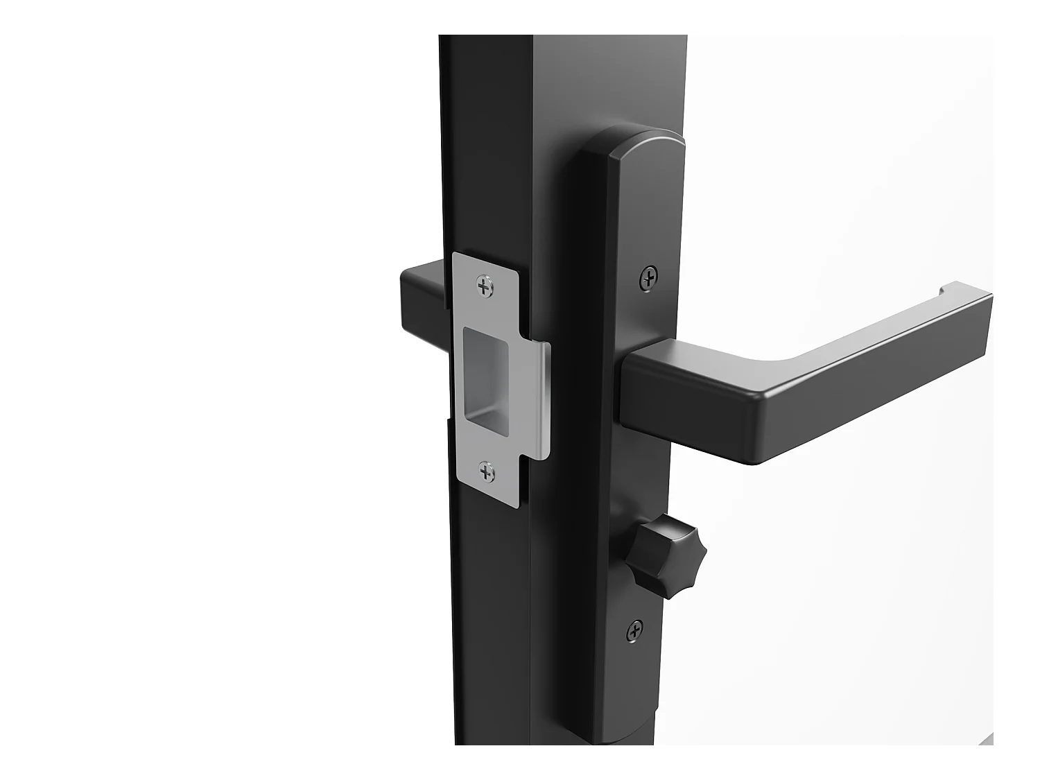 Bloc porte réversible à deux battants en aluminium et verre trempé - 2 x H204  x L93 cm - Noir - MASERU