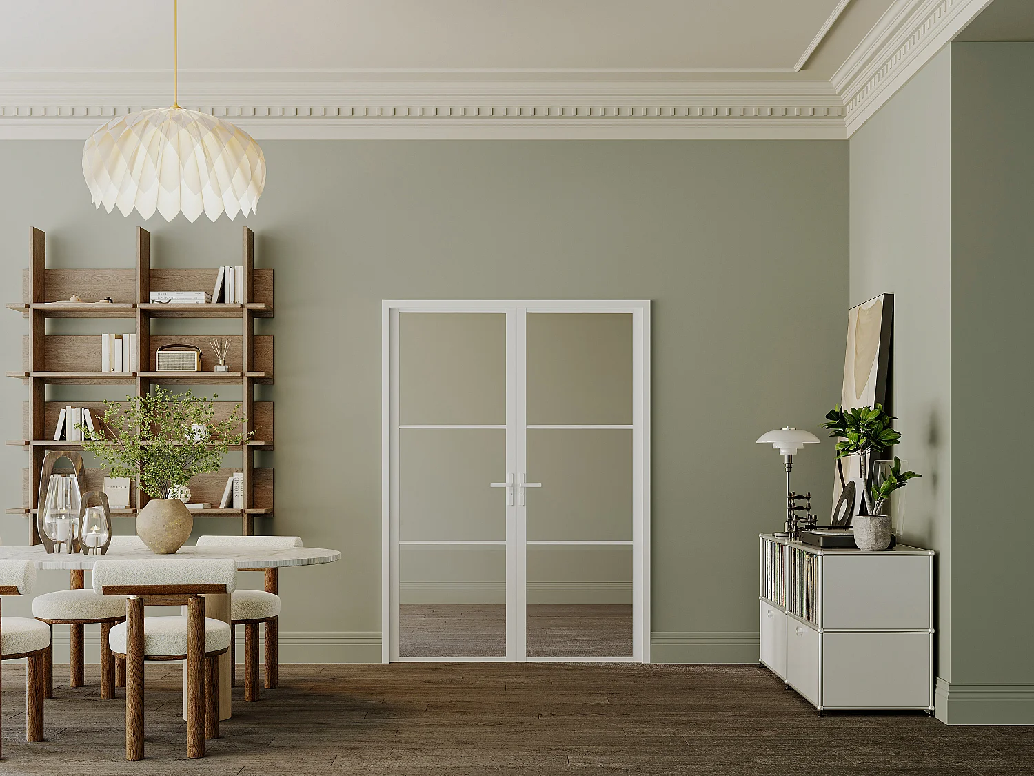 Omkeerbare dubbele deur van aluminium en gehard glas - 2 x H204 x B73 cm - Wit - MASERU