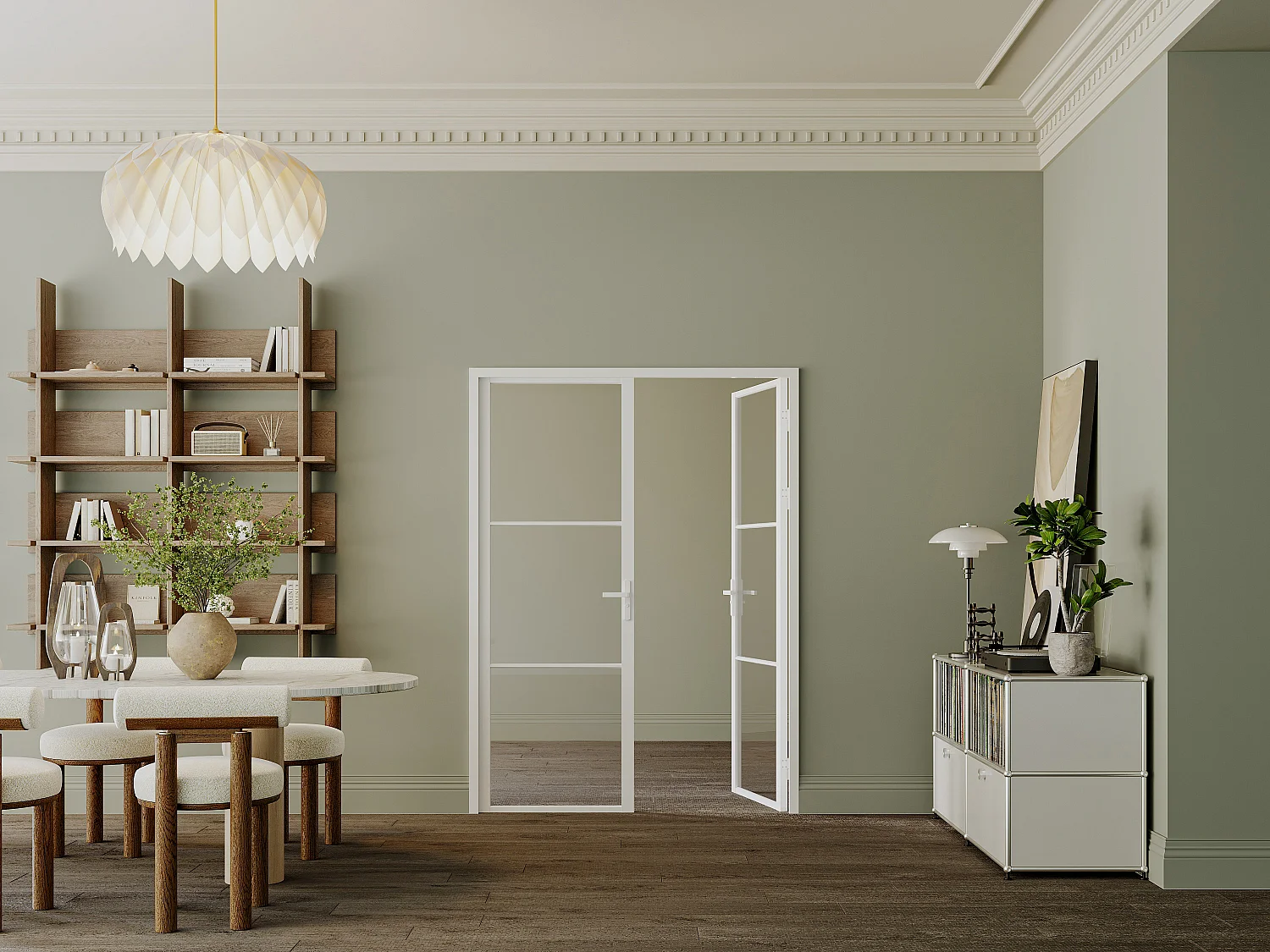 Puerta reversible de dos hojas en aluminio y vidrio templado - 2 x Alt. 204 x L73 cm - Blanco - MASERU