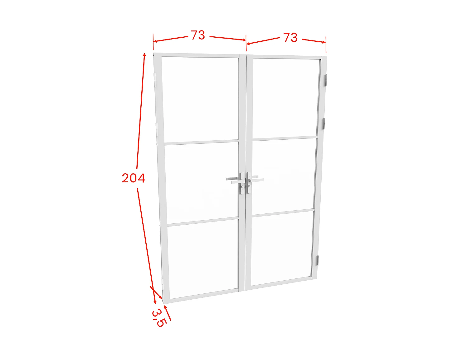 Bloc porte réversible à deux battants en aluminium et verre trempé - 2 x H204  x L73 cm - Blanc-  MASERU