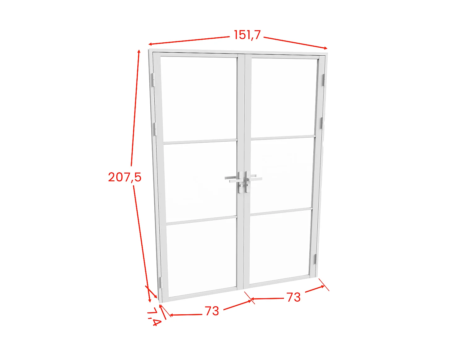 Bloc porte réversible à deux battants en aluminium et verre trempé - 2 x H204  x L73 cm - Blanc-  MASERU