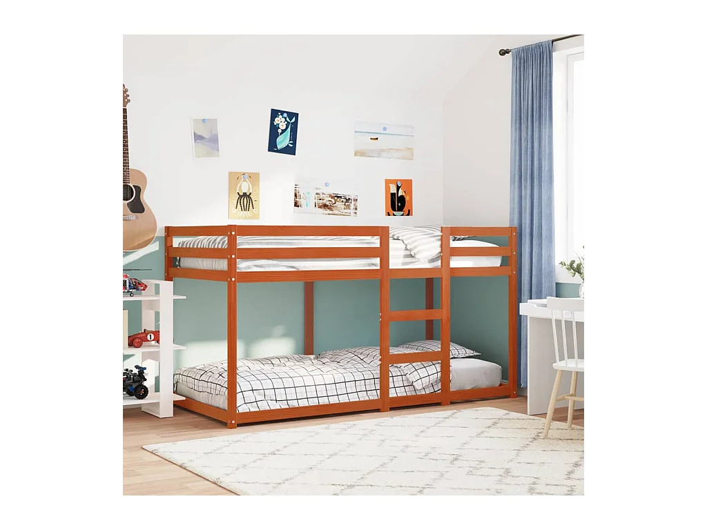 Stapelbed massief grenenhout wasbruin 75x190 cm
