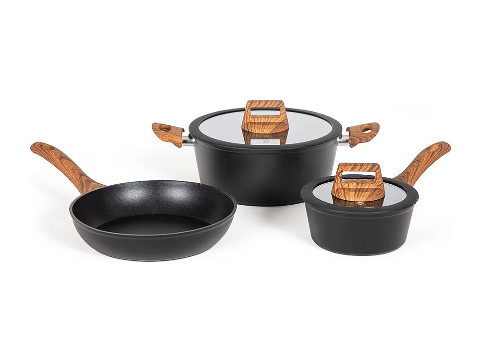 5-tlg. Kochgeschirr-Set Aluminium Schwarz