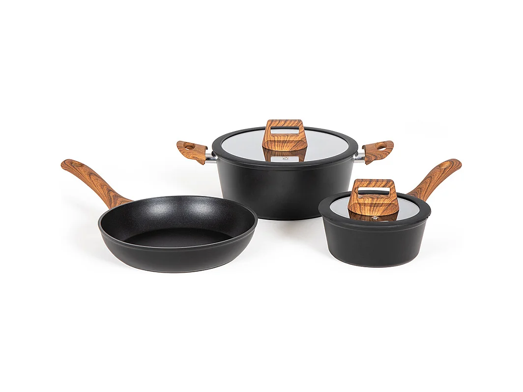 5-tlg. Kochgeschirr-Set Aluminium Schwarz