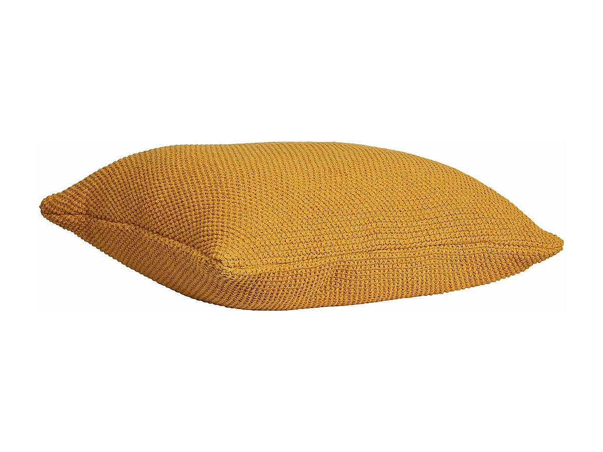 KAPAS - Coussin Déco Carré 100% Coton Recyclé Jaune Moutarde