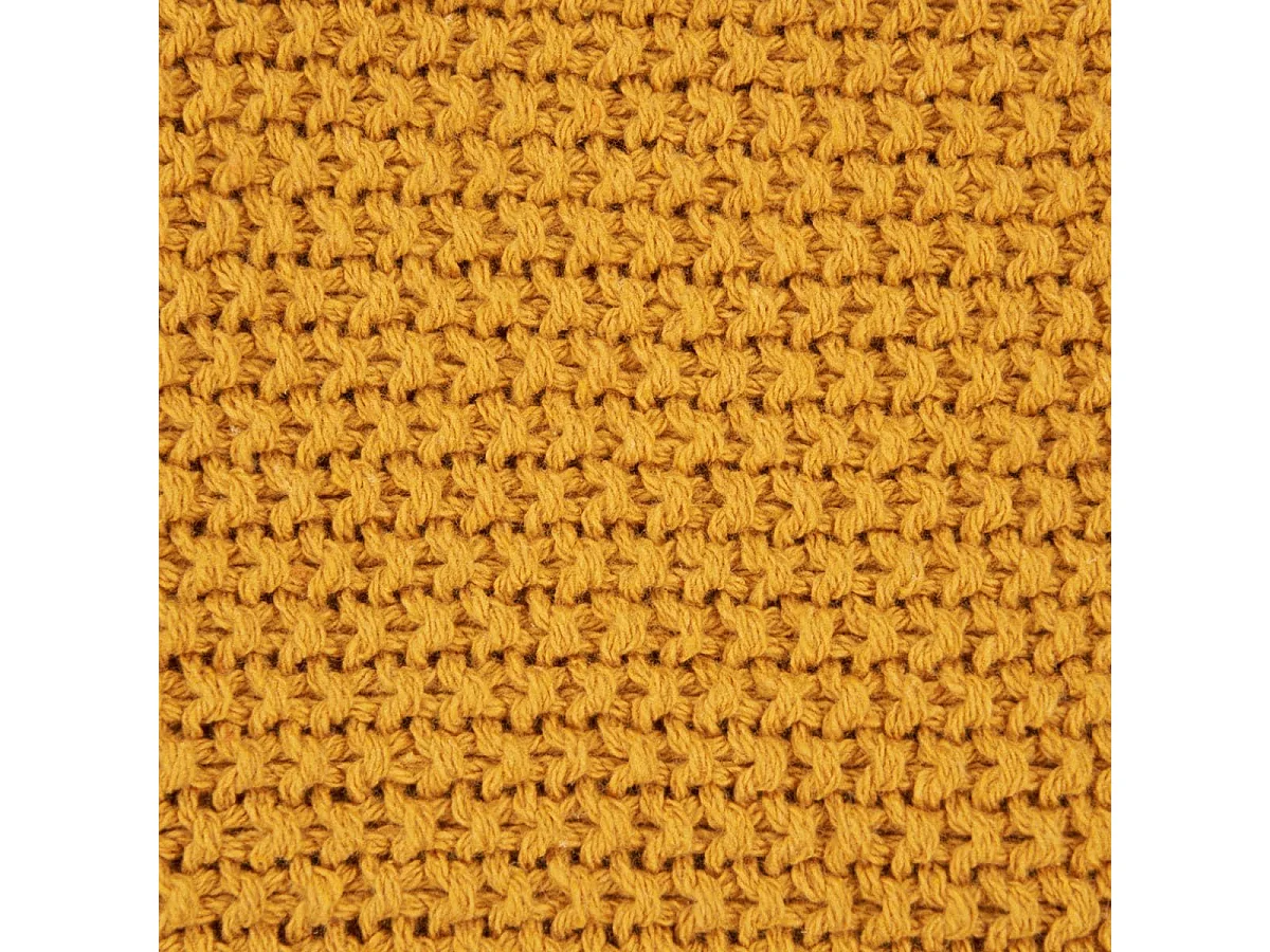 KAPAS - Coussin Déco Carré 100% Coton Recyclé Jaune Moutarde