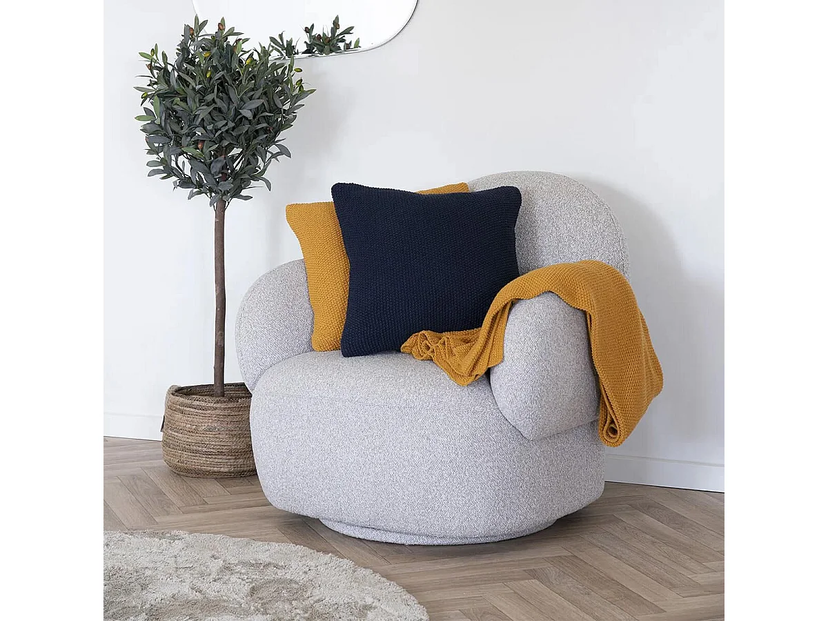 KAPAS - Coussin Déco Carré 100% Coton Recyclé Bleu Marine