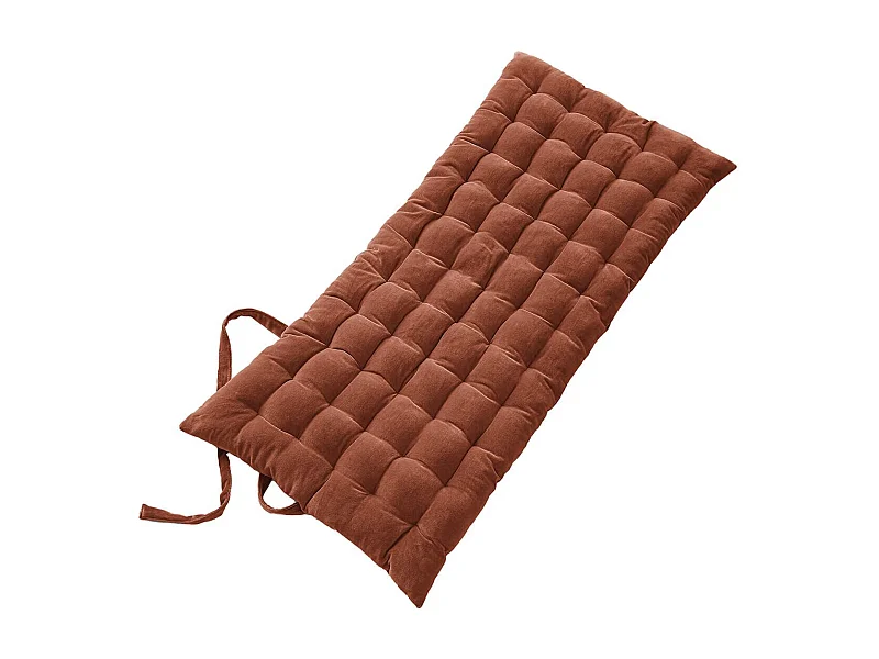 HARRIS - Matelas de Sol 60x120cm Velours de Coton Capitonné Coloris Terracotta