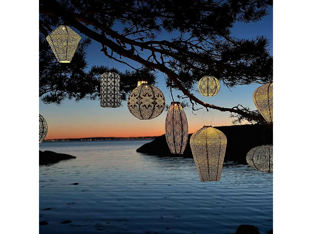 Lanterne solaire Long Oval 20 cm Bazaar - Rose