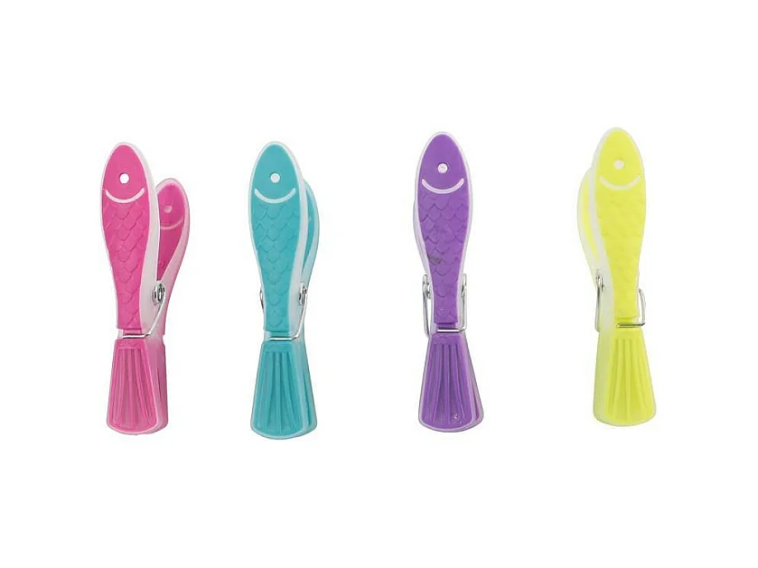 Lot de 18 Pinces à Linge "Poisson" 8cm Multicolore
