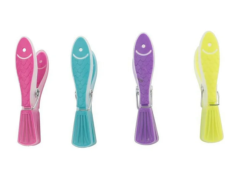 Lot de 18 Pinces à Linge "Poisson" 8cm Multicolore