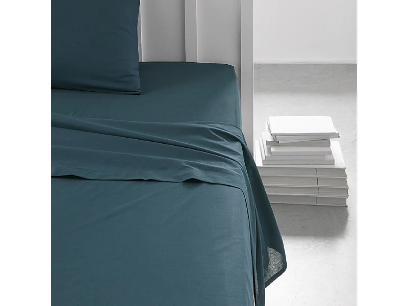 Foglio da appoggio 100% cotone qualità 144 fili, in tinta unita. Blu Petrolio 240x270cm