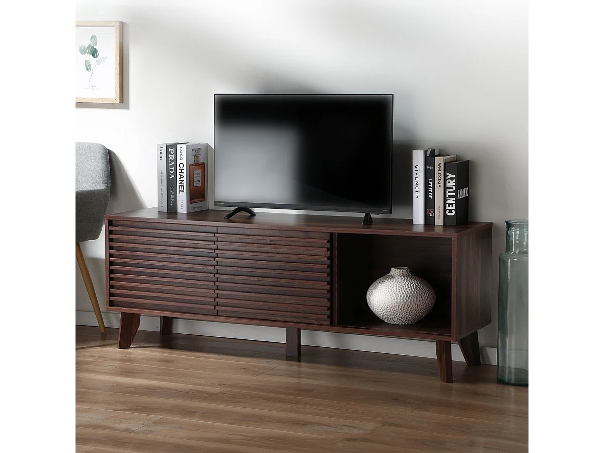 TV-meubel met laminaathout-effect fronten L135 cm - FRIBOURG