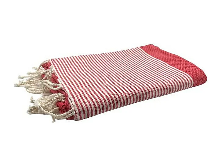 Serviette de plage, Fouta absorbante nid d’abeille coton 100 x 200 cm, 100% coton, coloris rouge