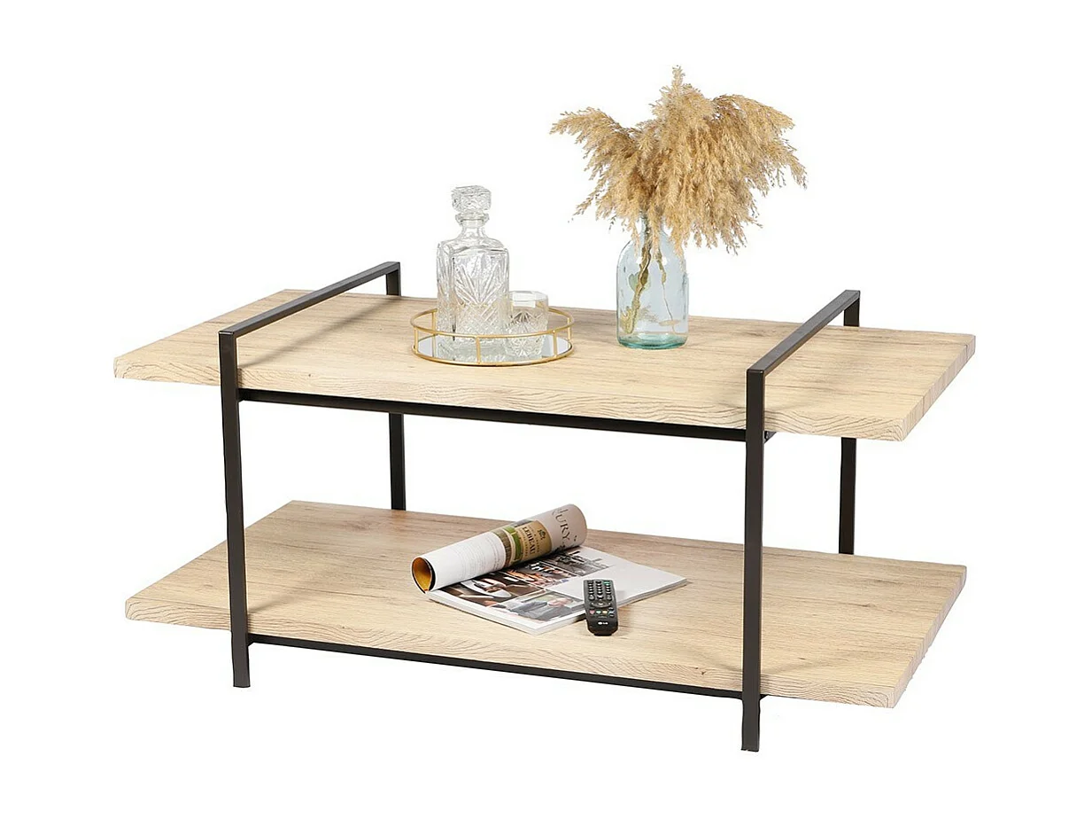 Salontafel collectie DARYL - Industriële stijl, eiken en zwart kleur