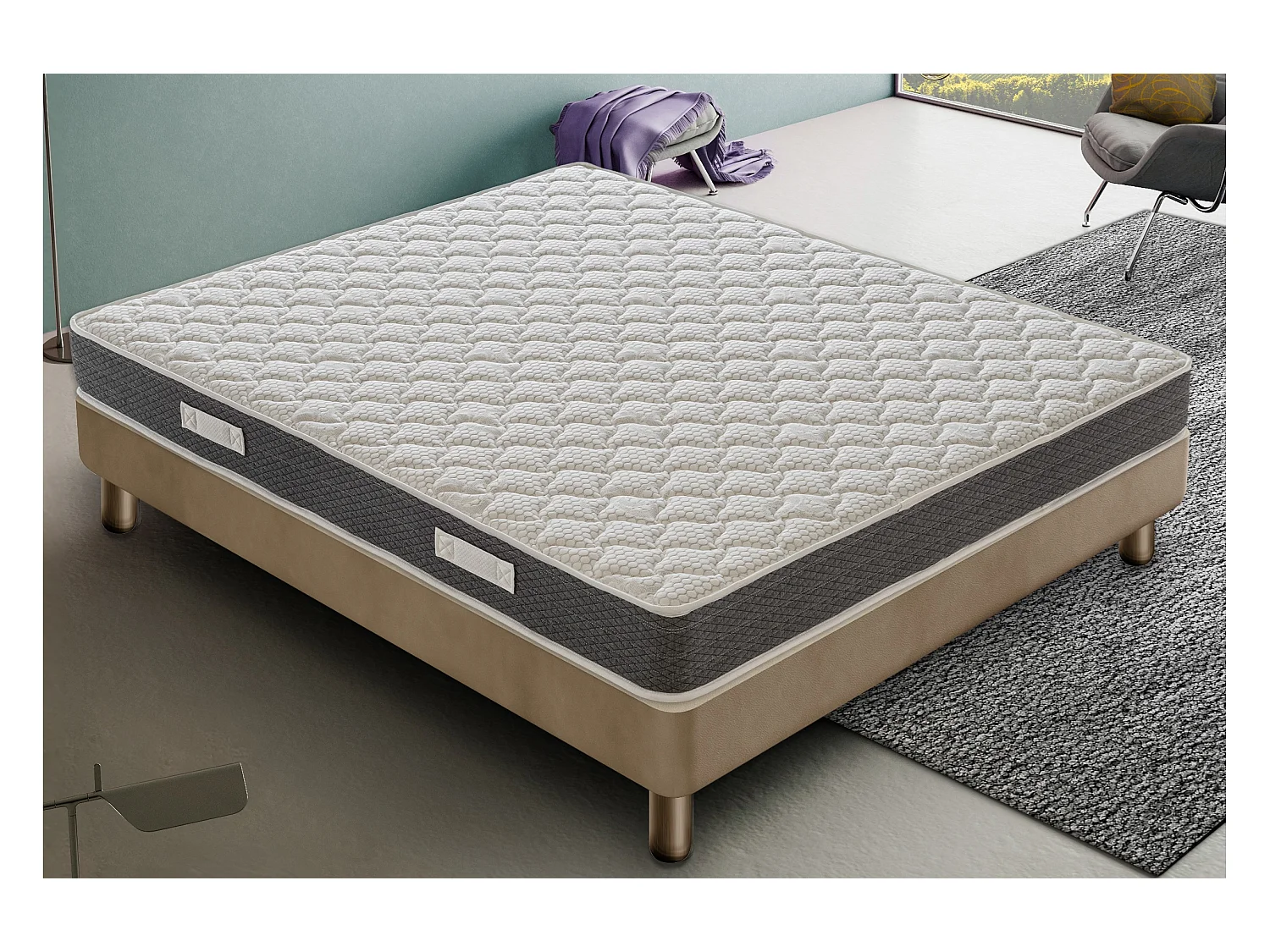 Matelas ressorts ensachés 160x200 cm accueil mousse hr epaisseur 22 cm
