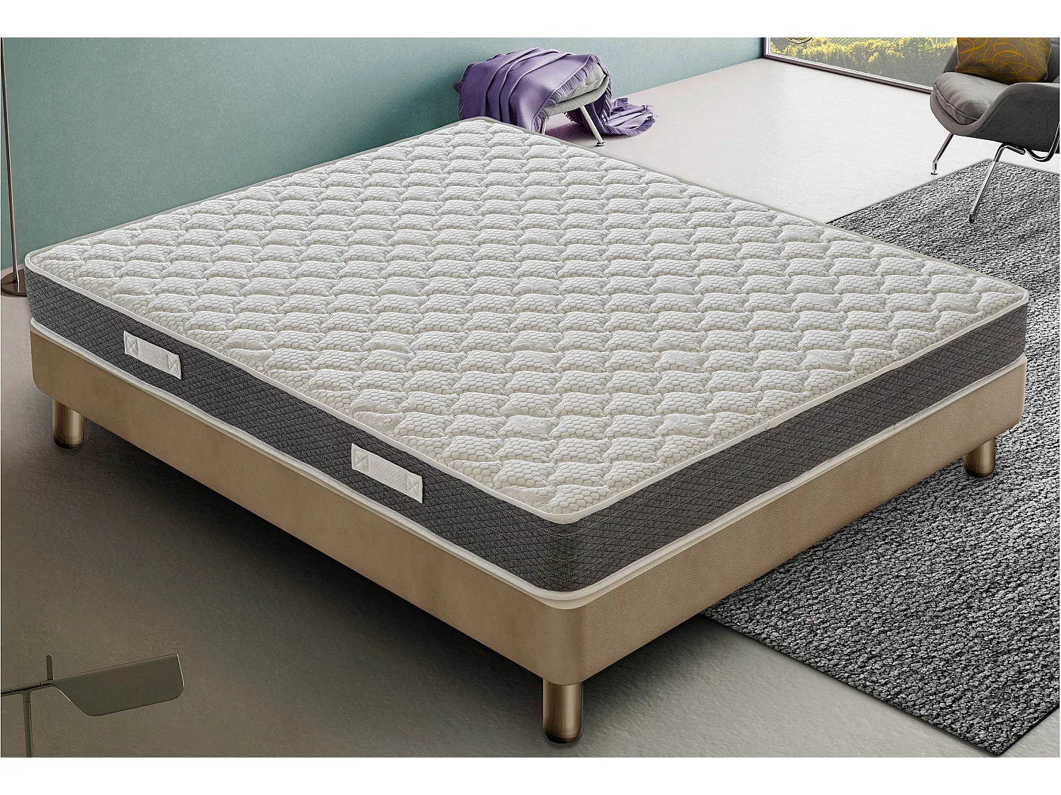 Matelas ressorts ensachés 160x200 cm accueil mousse hr epaisseur 22 cm