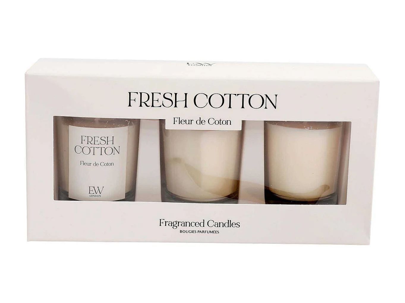 Set de 3 bougies en verre Votives Fleur de coton
