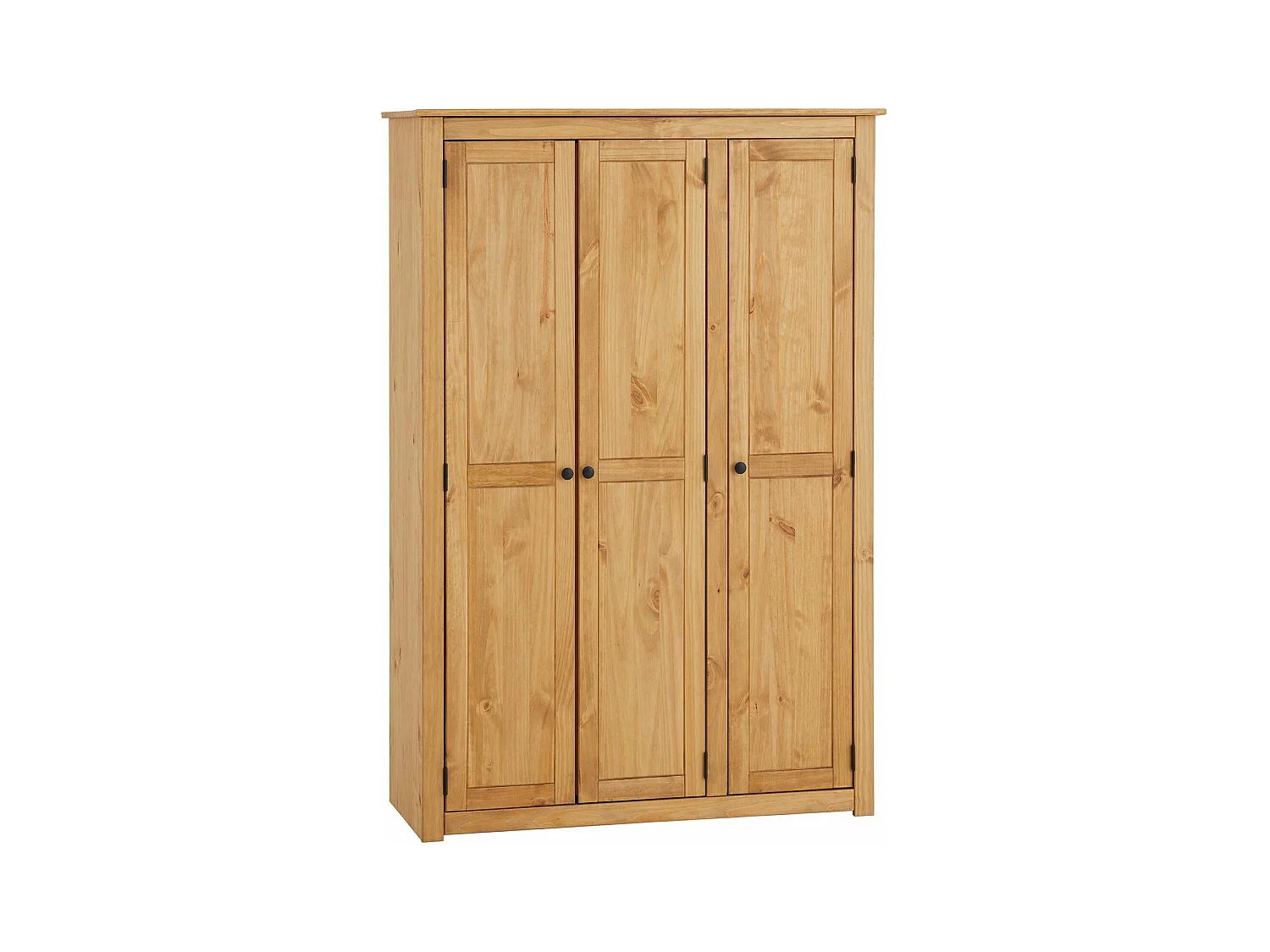 Armoire en bois CANCUN 3 portes tringle à vêtements et étagères 118 x 175 x 50 cm couleur bois naturel – pin massif