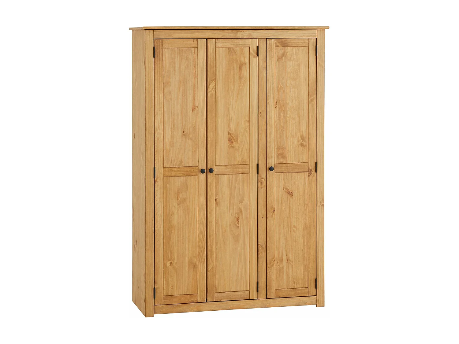 Armoire en bois CANCUN 3 portes tringle à vêtements et étagères 118 x 175 x 50 cm couleur bois naturel – pin massif