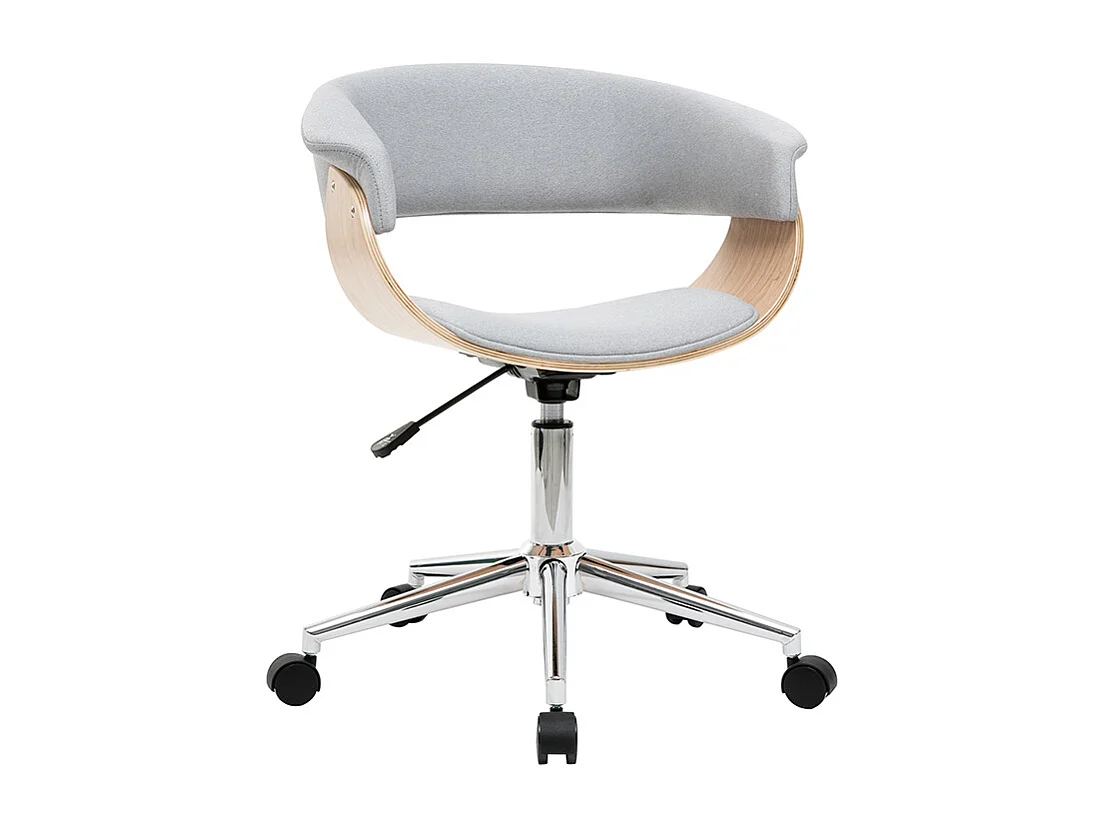 Sillón de escritorio moderno tejido gris y madera clara OKTAV