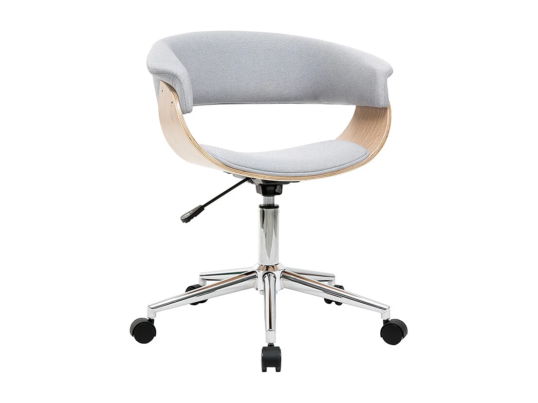 Sillón de escritorio moderno tejido gris y madera clara OKTAV