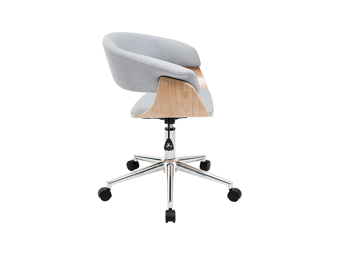 Sillón de escritorio moderno tejido gris y madera clara OKTAV
