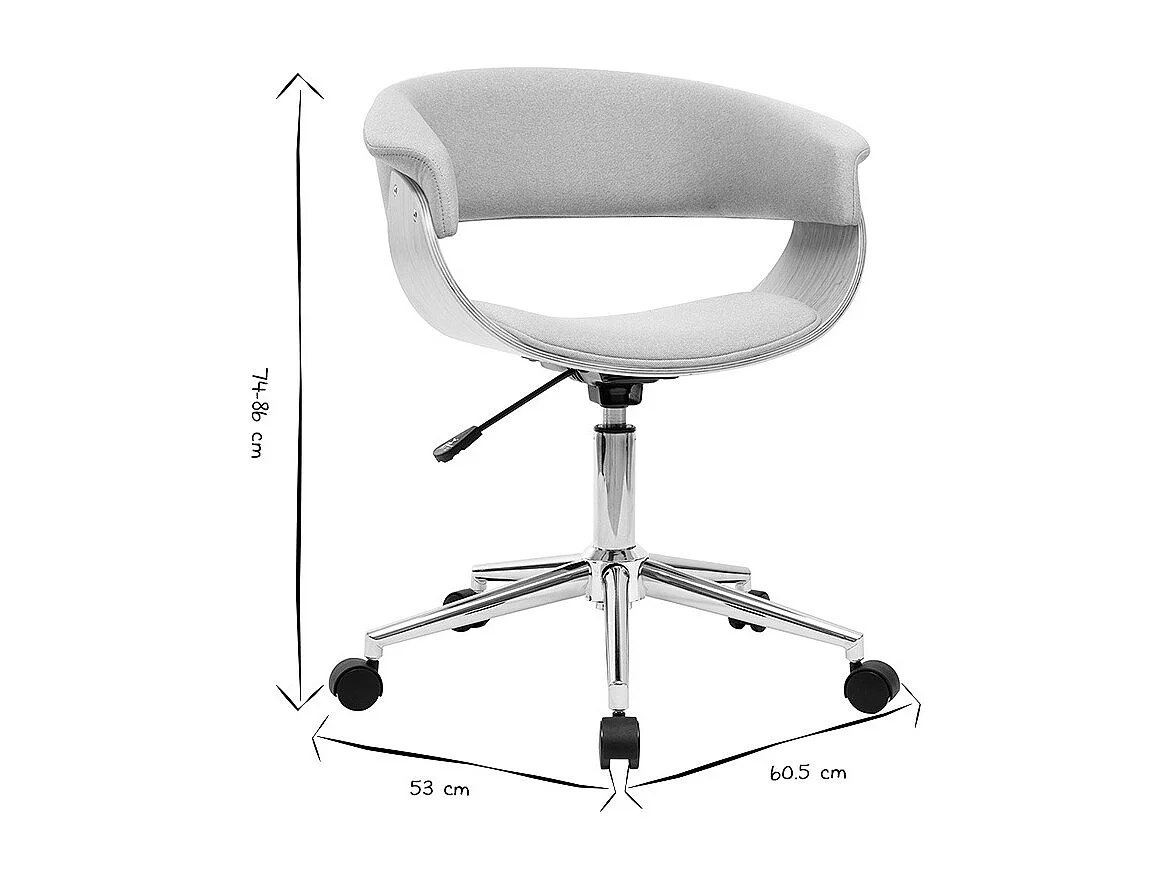 Sillón de escritorio moderno tejido gris y madera clara OKTAV