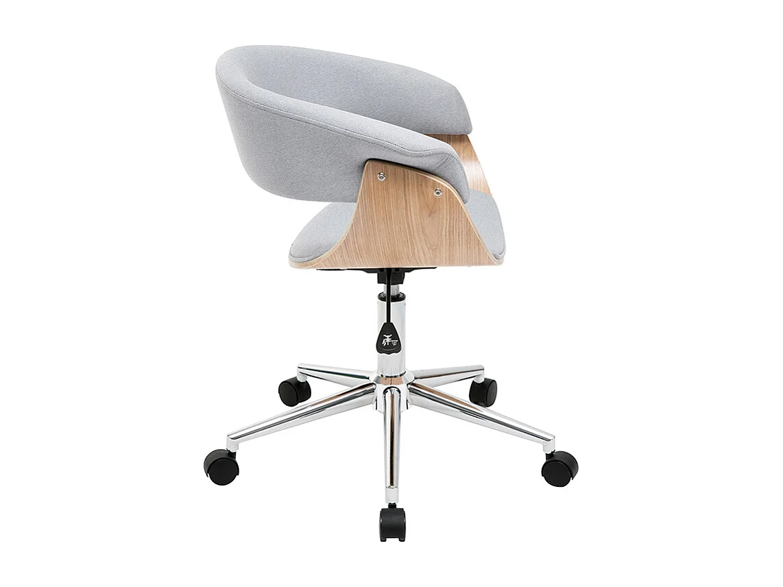 Design-Bürosessel grauer Stoff und helles Holz OKTAV