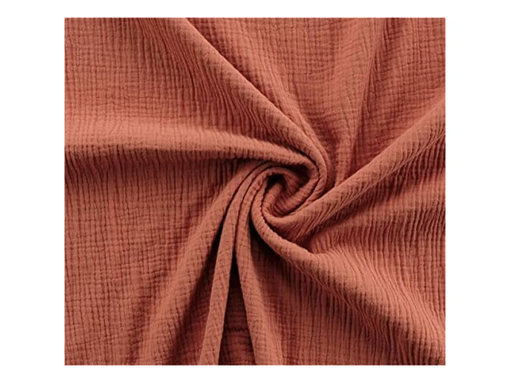 Parure de lit Housse de couette 2 personne + 2 taies d'oreiller en gaze de coton 240 x 260 cm coloris terracotta