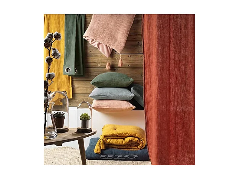 Parure de lit Housse de couette 2 personne + 2 taies d'oreiller en gaze de coton 240 x 220 cm coloris rose