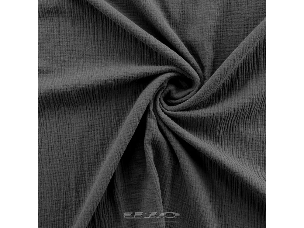 Parure de lit Housse de couette 2 personnes + 2 taies d'oreiller en gaze de coton 240 x 220 cm coloris anthracite