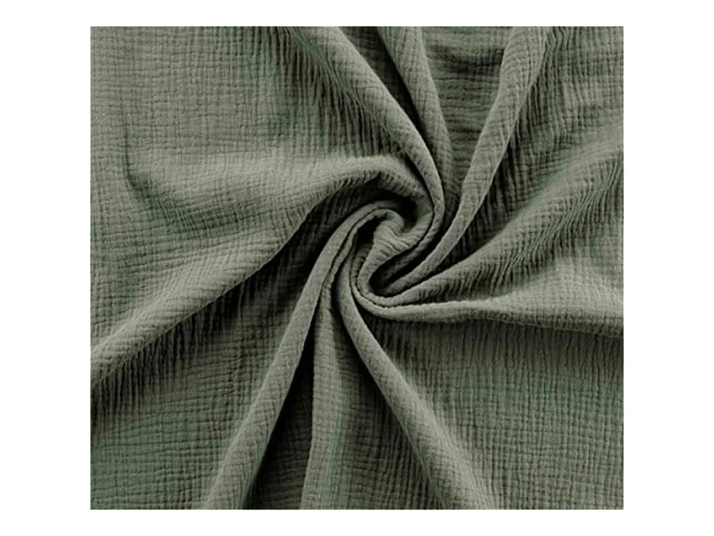 Parure de lit Housse de couette 2 personne + 2 taies d'oreiller en gaze de coton 240 x 260 cm coloris kaki