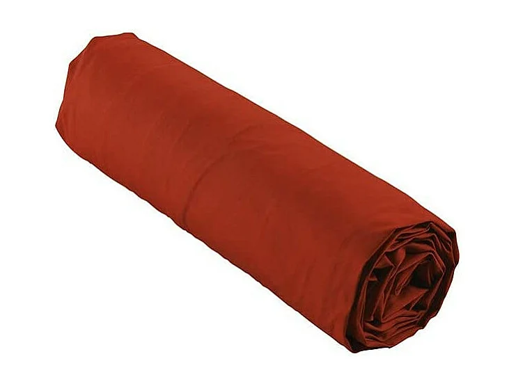 Drap-housse percale Extensible 90 x 190 cm, 100% Coton avec bonnet 30 cm coloris rouge