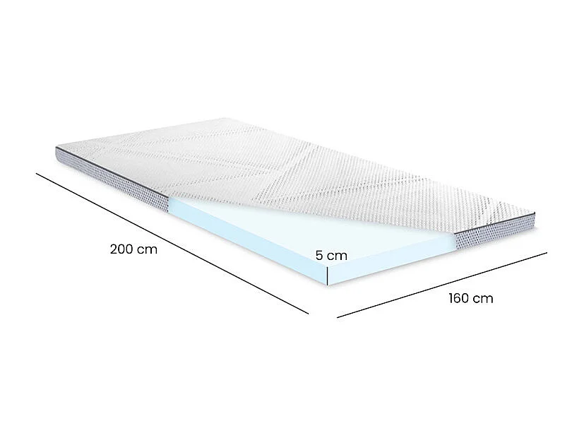 Surmatelas 160 x 200 cm mousse mémoire de forme et gel AirFeel™ – LUNA