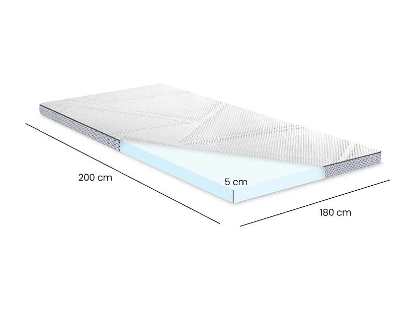 Surmatelas 180 x 200 cm mousse mémoire de forme et gel AirFeel™ – LUNA