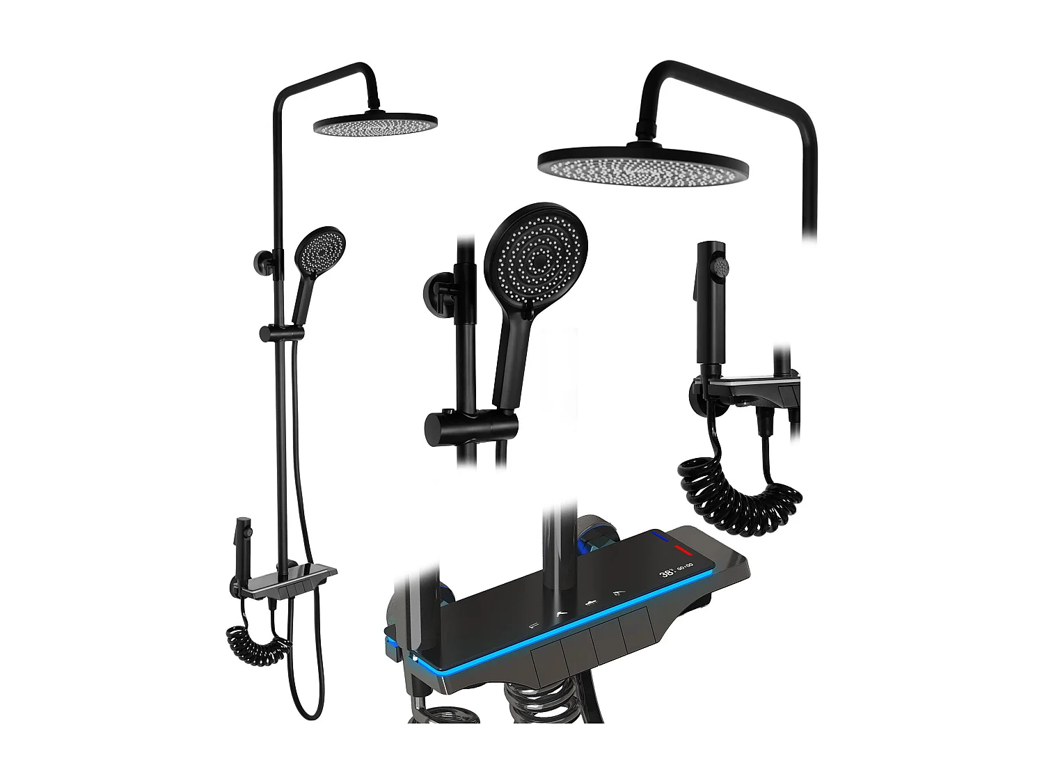 Kit De Douche Rea Savio Led Black