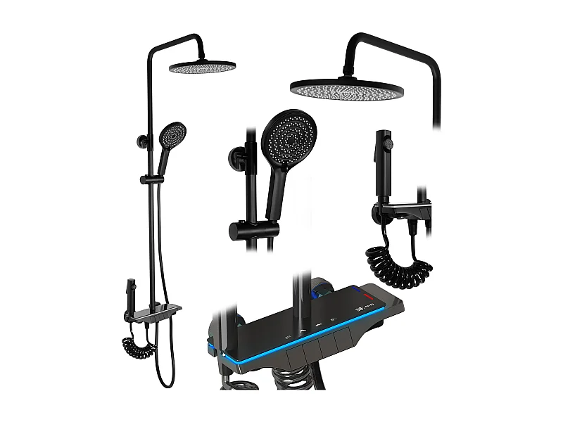 Kit De Douche Rea Savio Led Black
