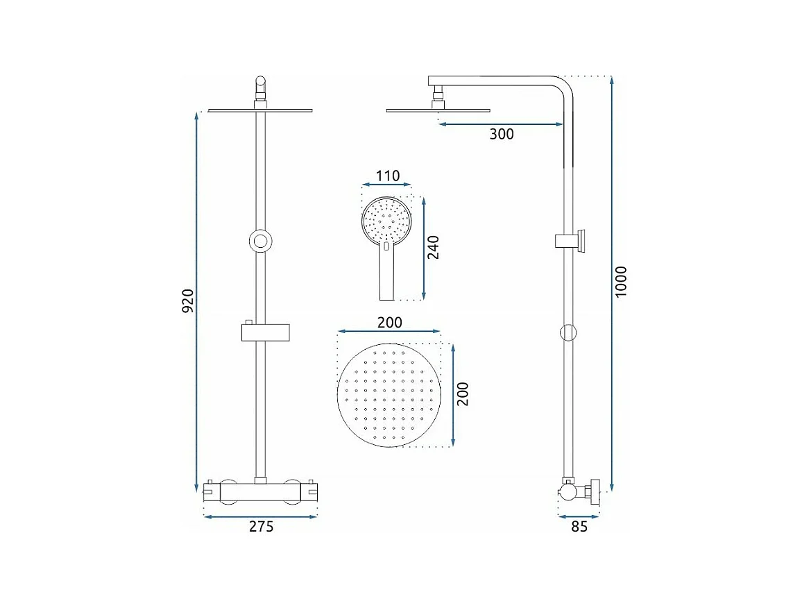 Doucheset Rea Bliss Thermostat Brush Gold