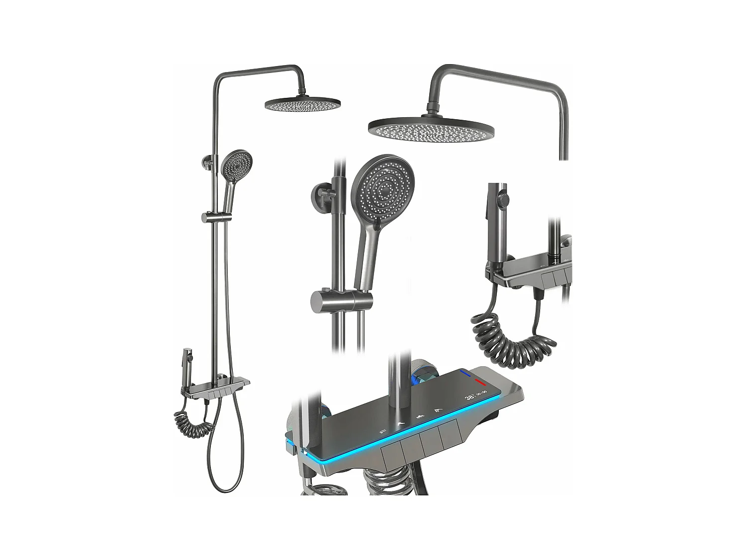 Kit De Douche Rea Savio Led Titanium