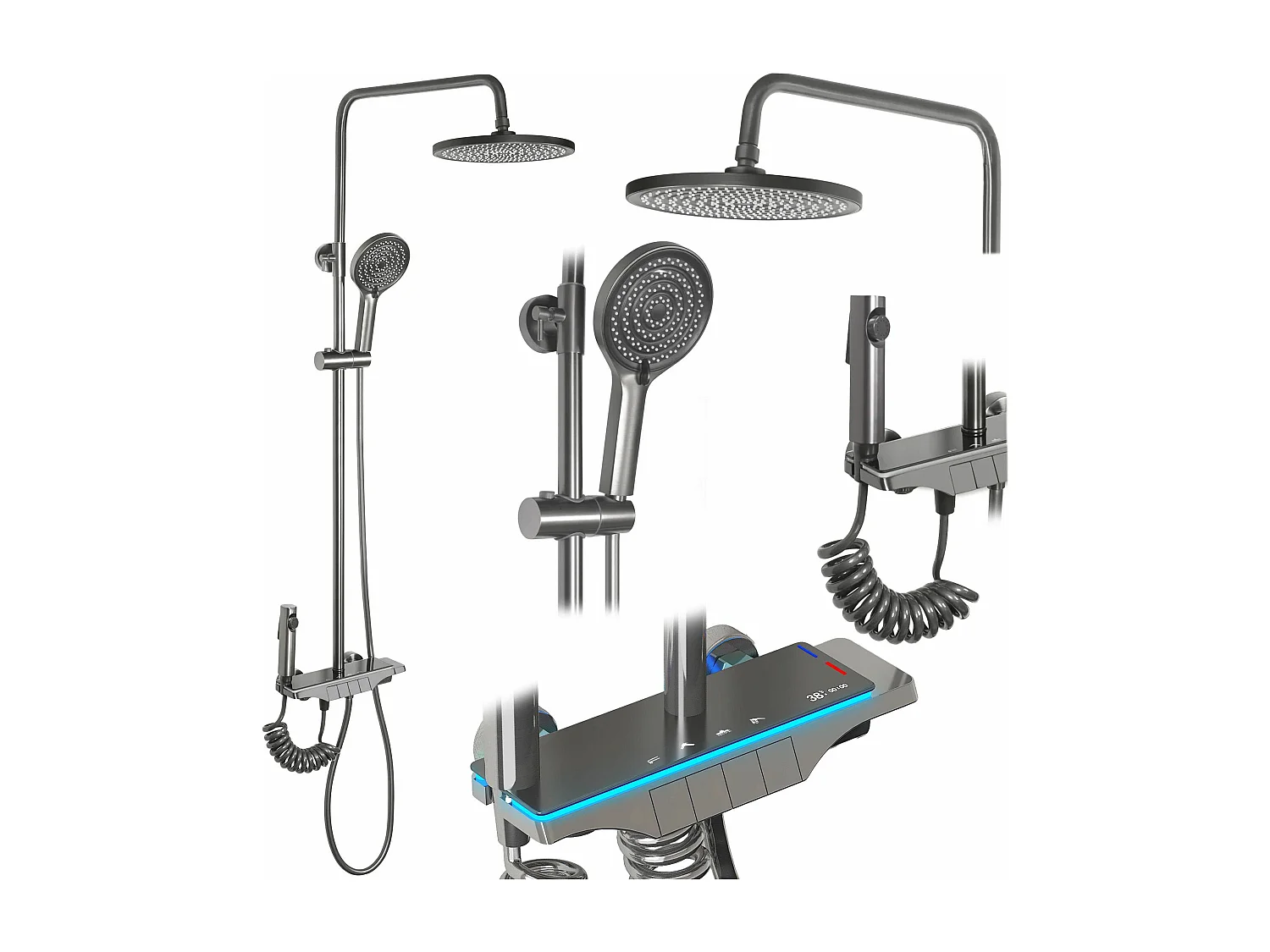 Kit De Douche Rea Savio Led Titanium