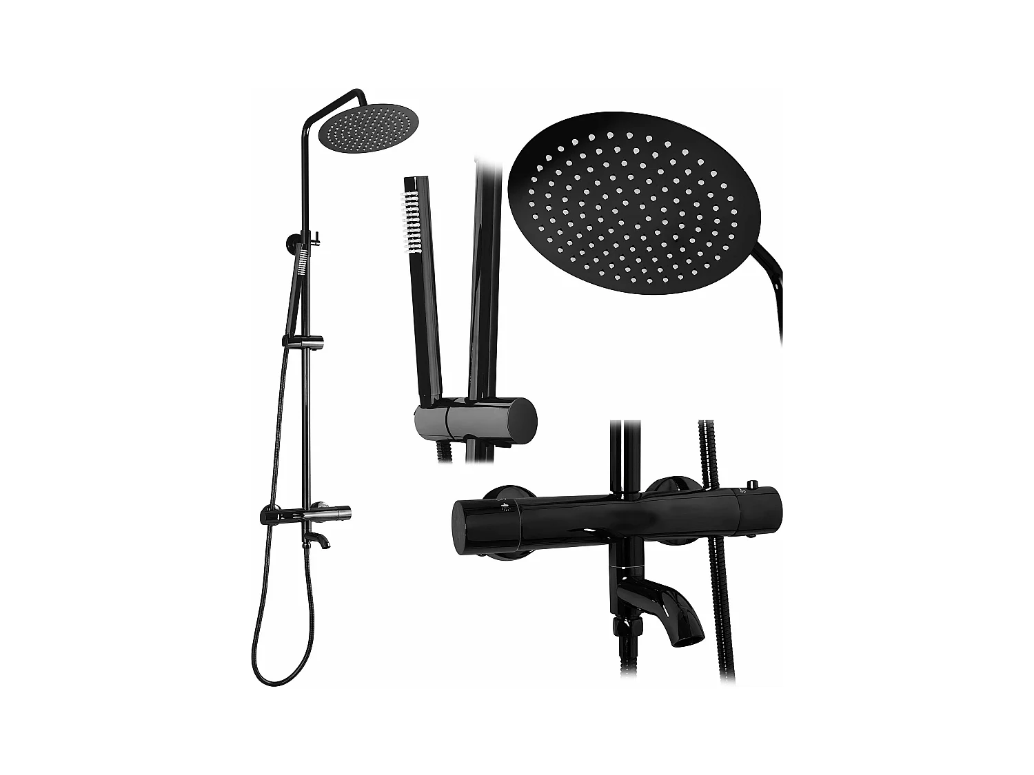 Kit De Douche Avec Thermostat Rea Lungo Termostat Black